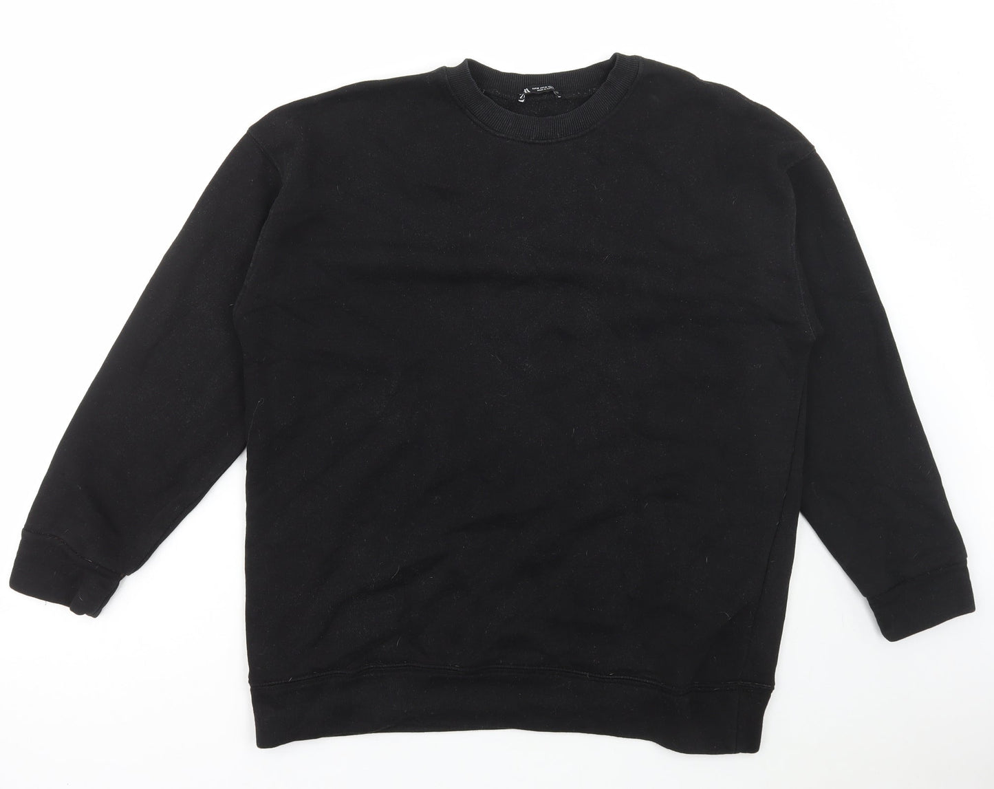 Zara Womens Black Cotton Pullover Sweatshirt Size M Pullover