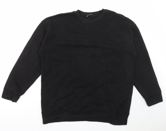 Zara Womens Black Cotton Pullover Sweatshirt Size M Pullover