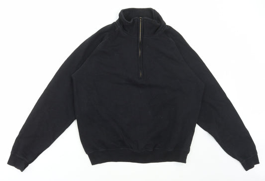 Preworn Womens Black Polyester Pullover Sweatshirt Size M Zip