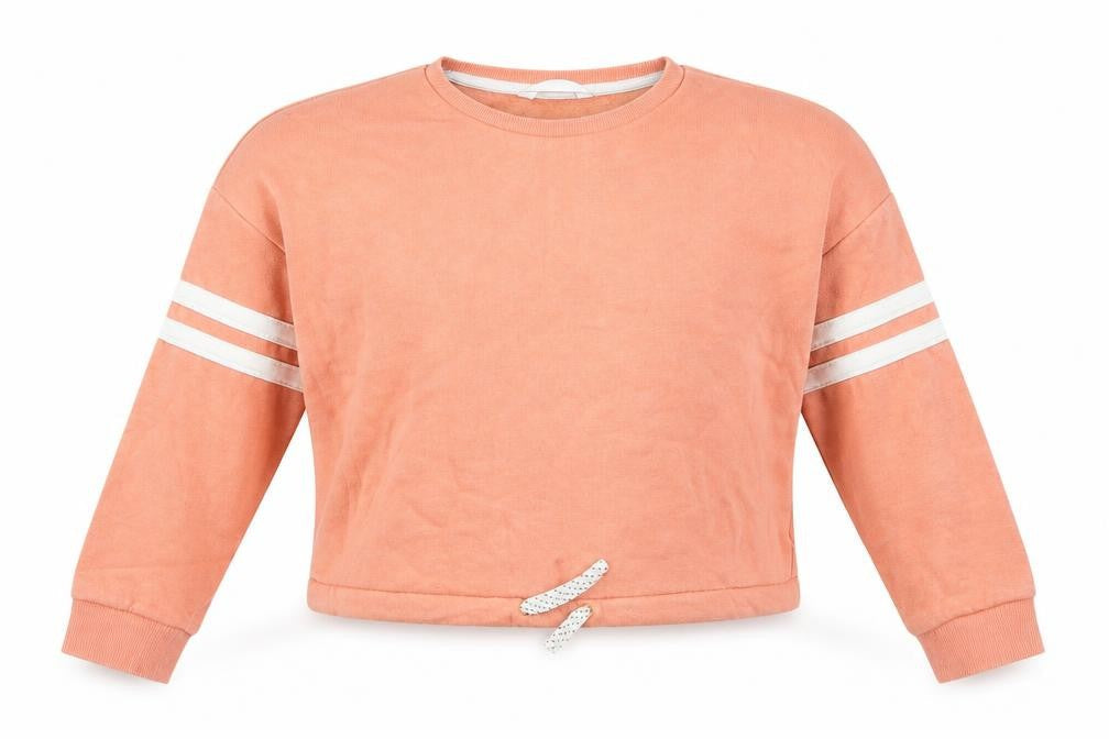 Marks & Spencer Girls Pink Cotton Pullover Sweatshirt Size 8-9 Years Pullover - Cropped