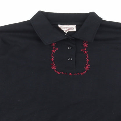 Icecube Womens Black Floral Cotton Pullover Sweatshirt Size M Button