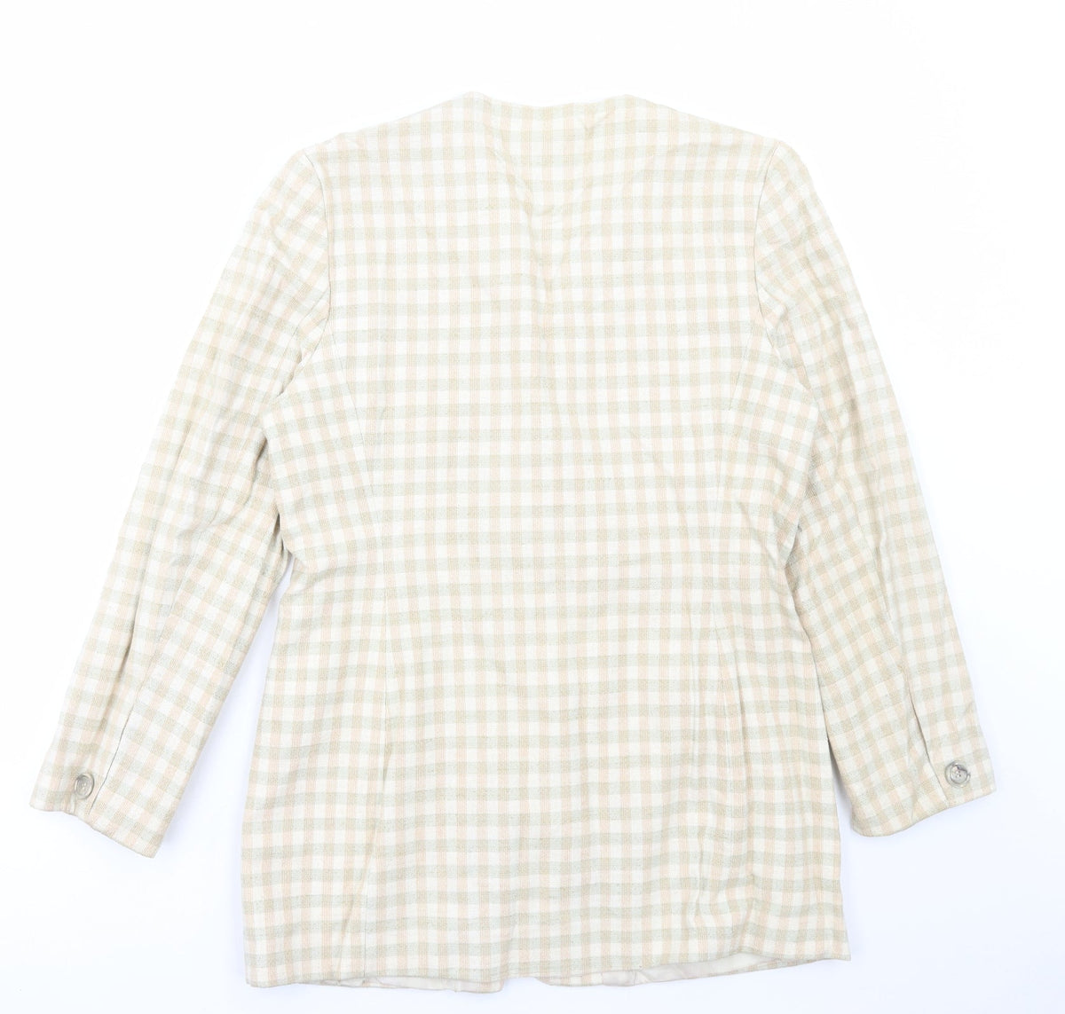 J Taylor Womens Beige Check Jacket Size 14 Button