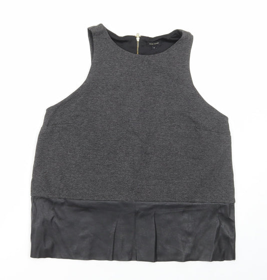 River Island Womens Grey Viscose Basic Tank Size 14 Round Neck