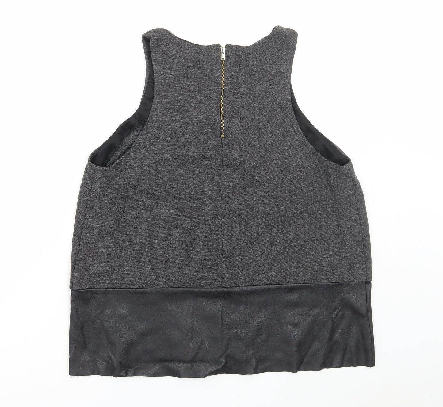 River Island Womens Grey Viscose Basic Tank Size 14 Round Neck