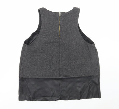 River Island Womens Grey Viscose Basic Tank Size 14 Round Neck