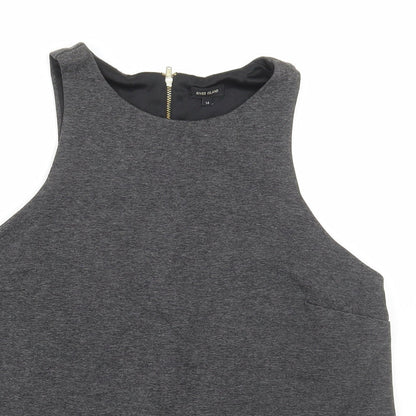 River Island Womens Grey Viscose Basic Tank Size 14 Round Neck