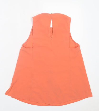 Mango Womens Orange Polyester Basic Tank Size XS Crew Neck