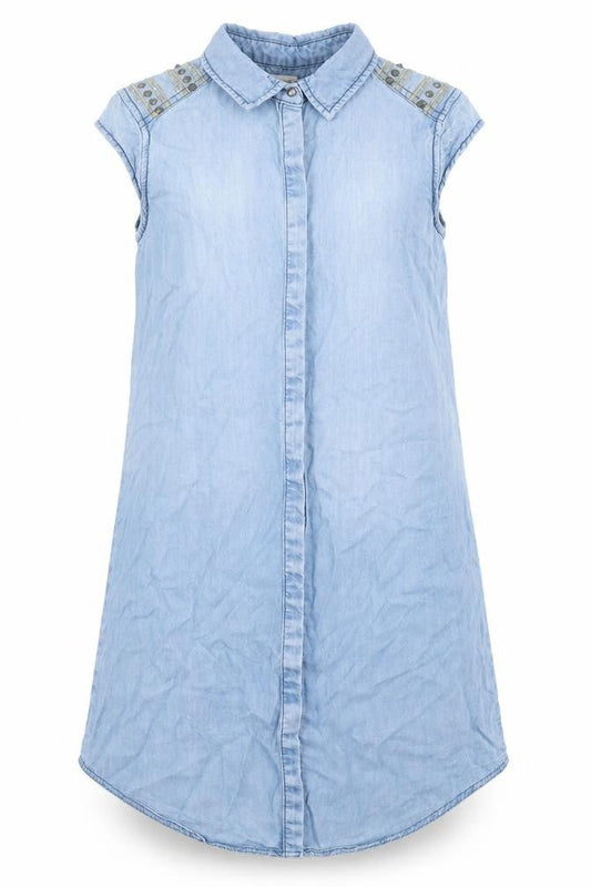 River Island Womens Blue Lyocell A-Line Size 8 Collared Button