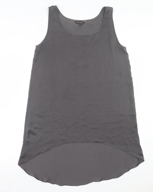 Phase Eight Womens Grey Cotton Tank Dress Size 12 Scoop Neck Pullover