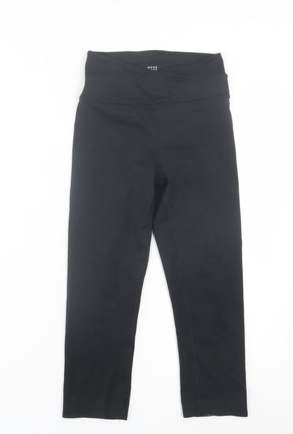 Marks & Spencer Womens Black Polyester Cropped Leggings Size 8 L19 in Regular Pullover