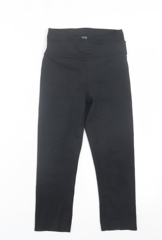 Marks and Spencer Womens Black Polyester Cropped Leggings Size 8 L19 in Regular Pullover