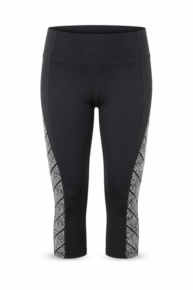 Athletic Works Womens Black Geometric Polyester Cropped Leggings Size S L18 in Regular Pullover