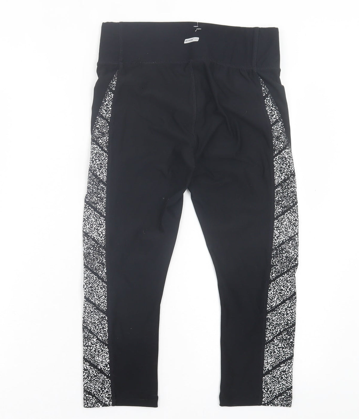 Athletic Works Womens Black Geometric Polyester Cropped Leggings Size S L18 in Regular Pullover