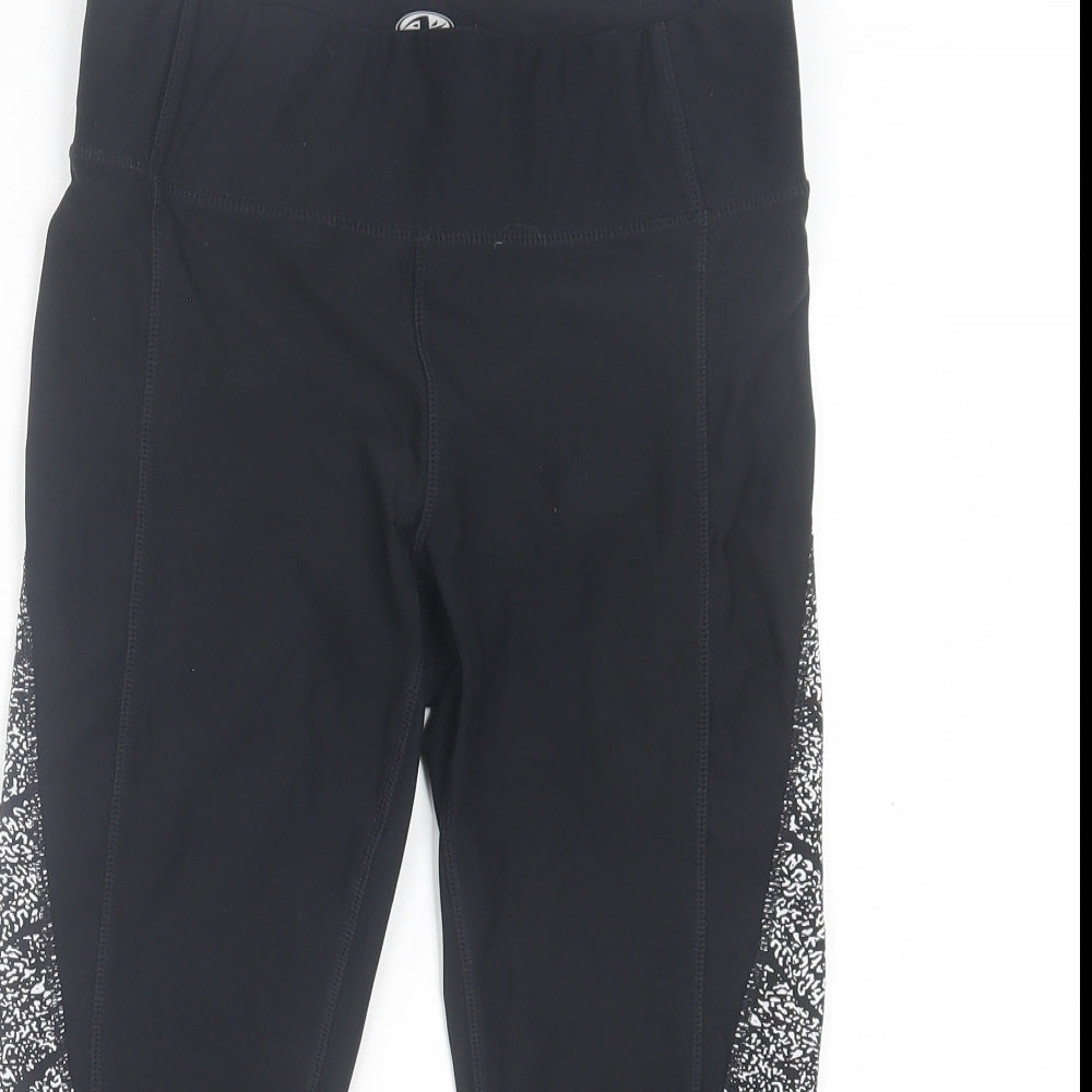 Athletic Works Womens Black Geometric Polyester Cropped Leggings Size S L18 in Regular Pullover