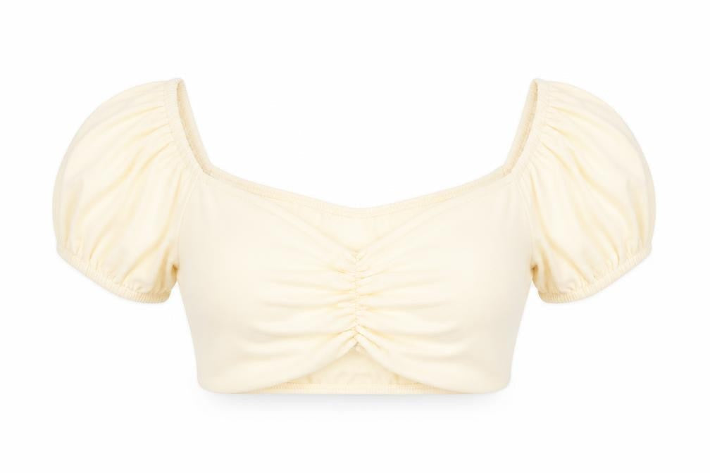 CupidFire Womens Beige Polyester Cropped T-Shirt Size 6 Sweetheart