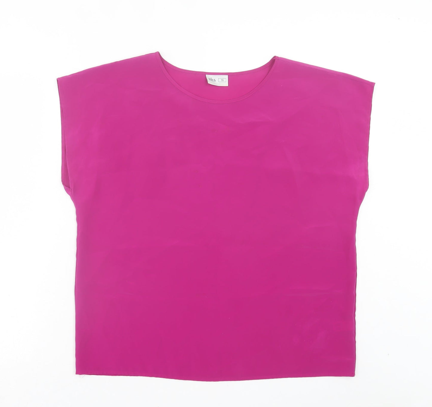 BHS Womens Purple Polyester Basic T-Shirt Size 16 Crew Neck