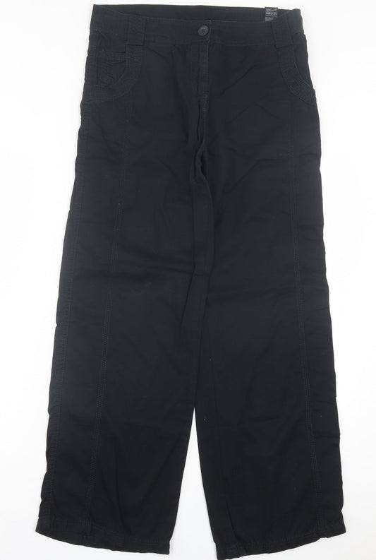 Marks and Spencer Womens Black Cotton Chino Trousers Size 12 L29 in Regular Button
