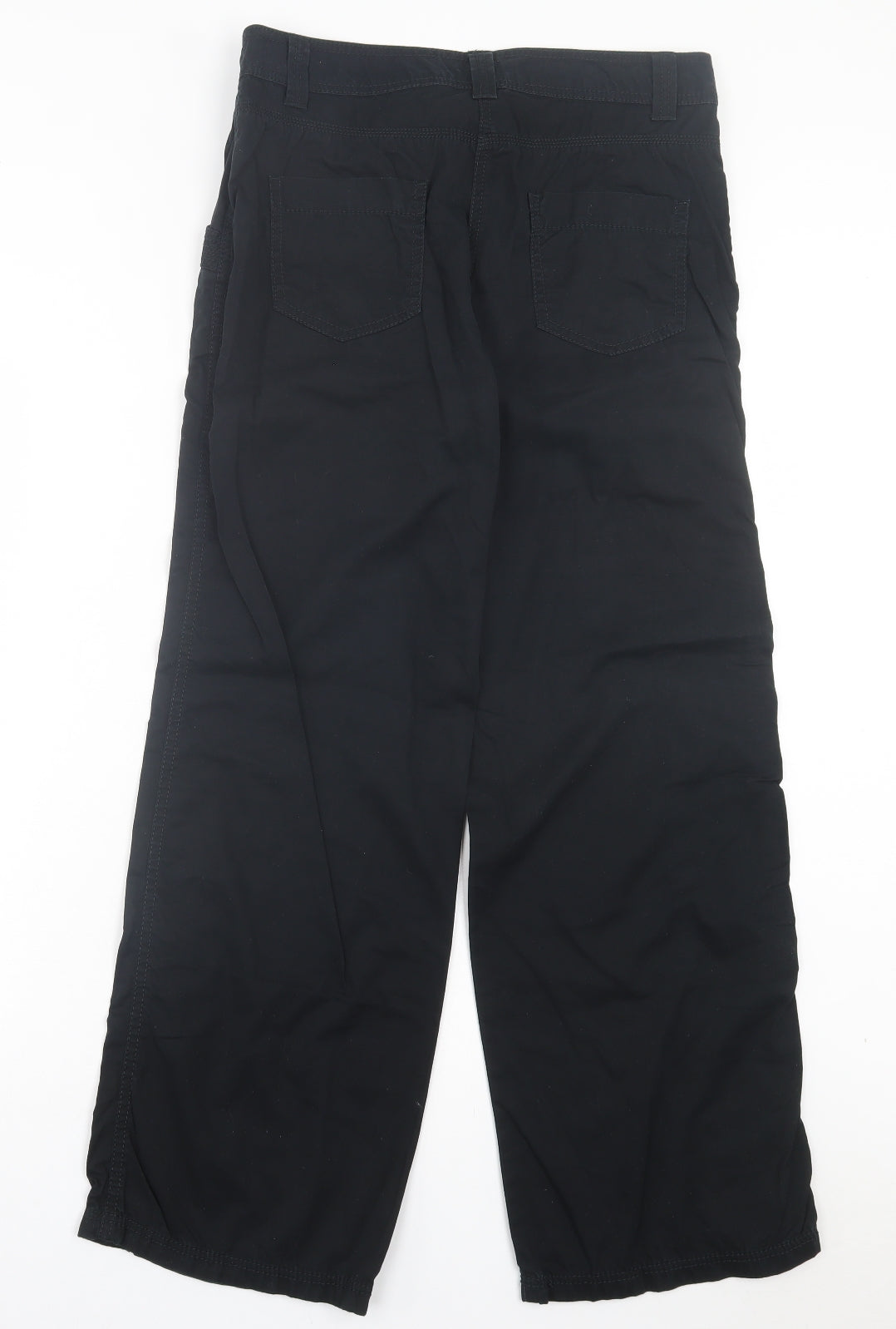 Marks and Spencer Womens Black Cotton Chino Trousers Size 12 L29 in Regular Button