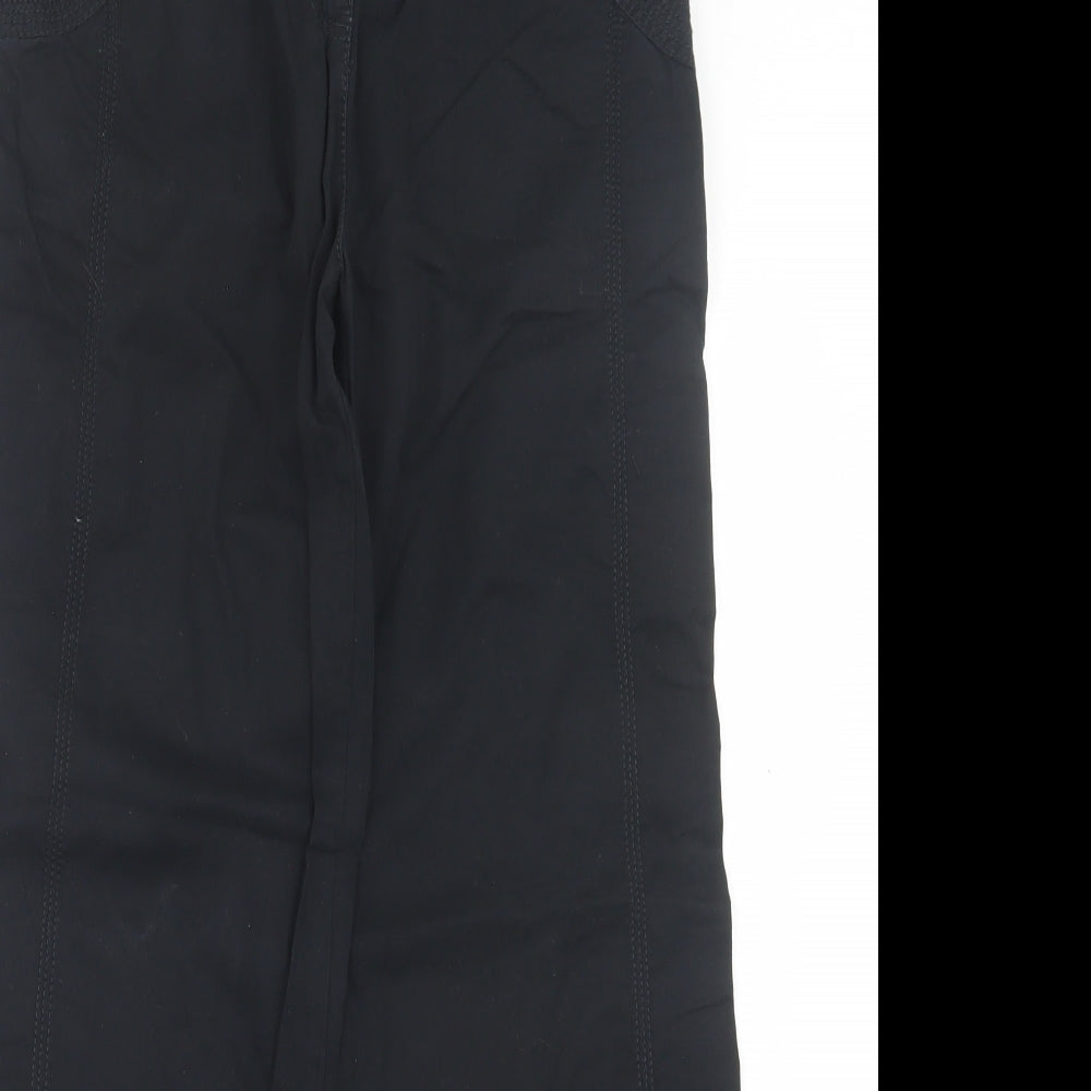Marks and Spencer Womens Black Cotton Chino Trousers Size 12 L29 in Regular Button