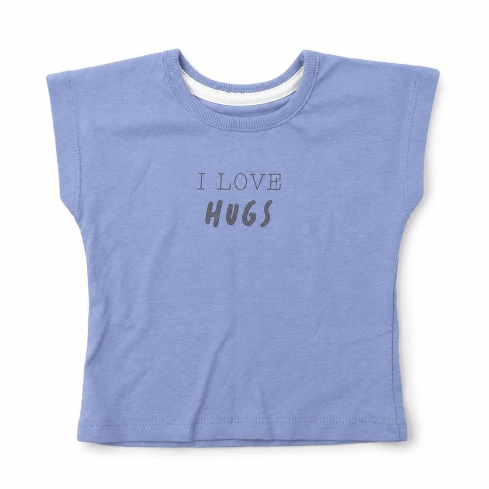 George Baby Blue Cotton Basic T-Shirt Size 3-6 Months Round Neck Pullover - I Love Hugs