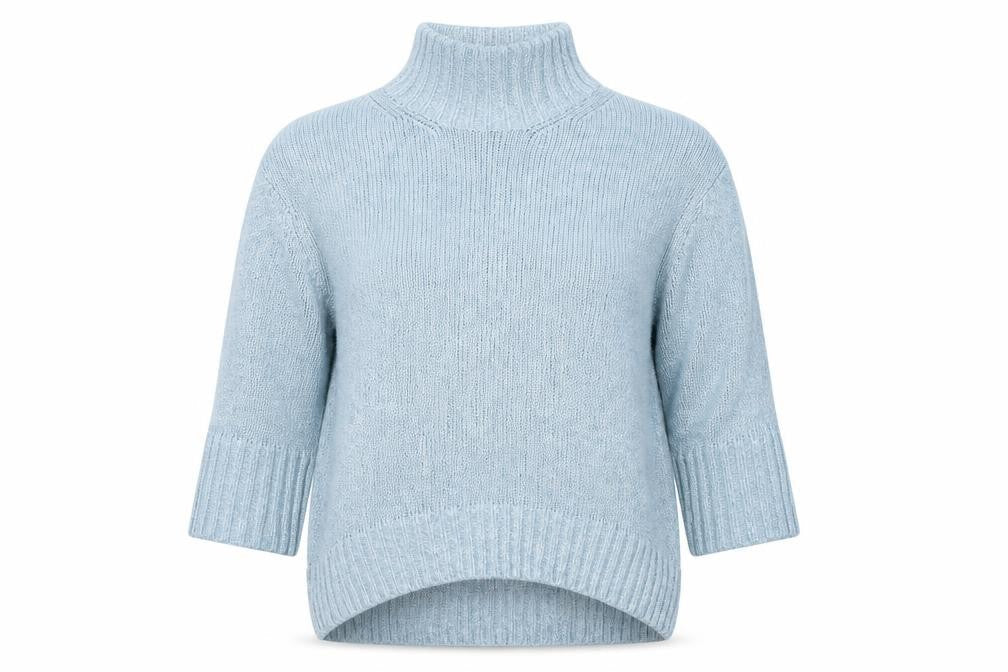 Marks & Spencer Womens Blue High Neck Cotton Pullover Jumper Size M