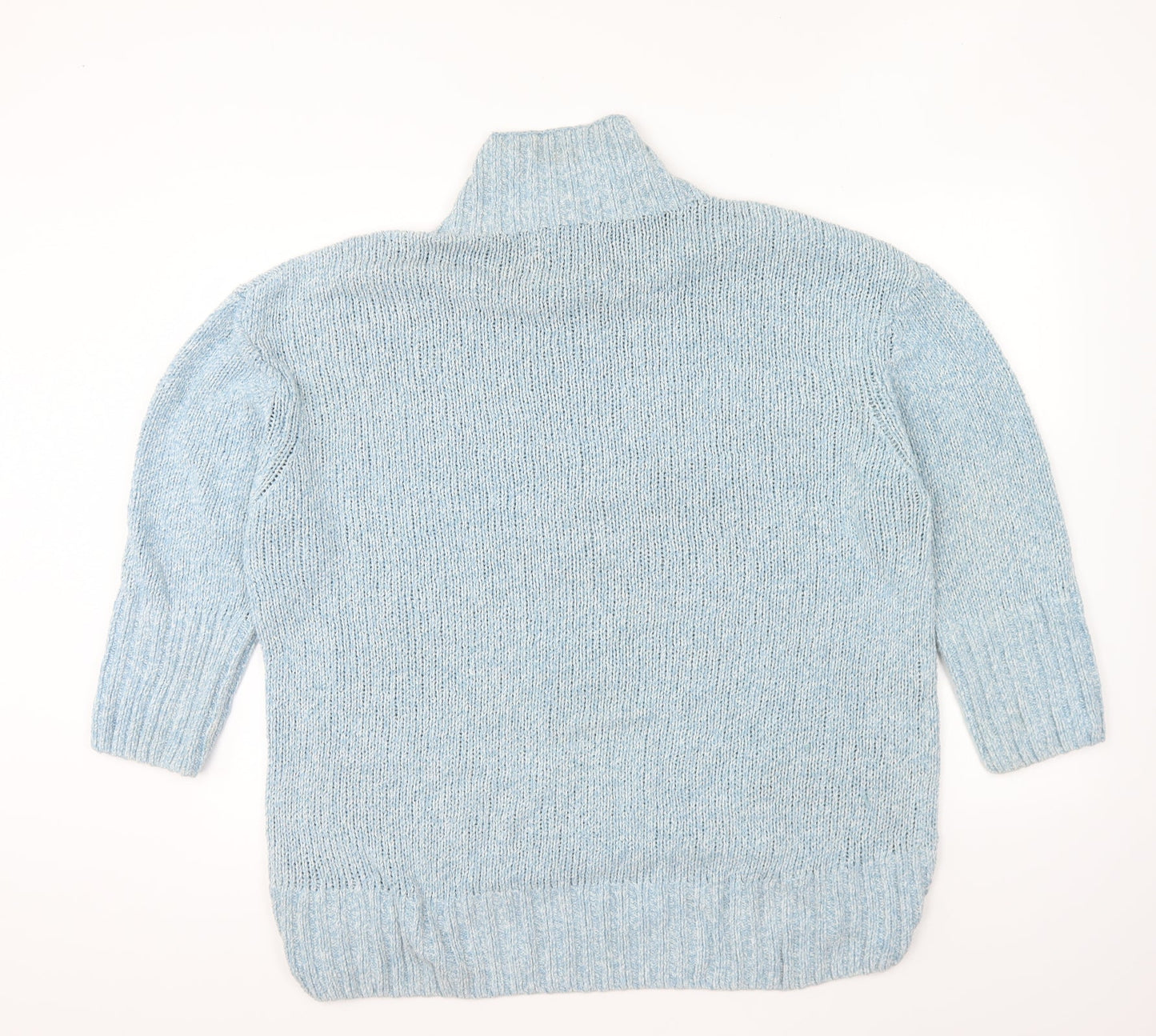 Marks and Spencer Womens Blue High Neck Cotton Pullover Jumper Size M