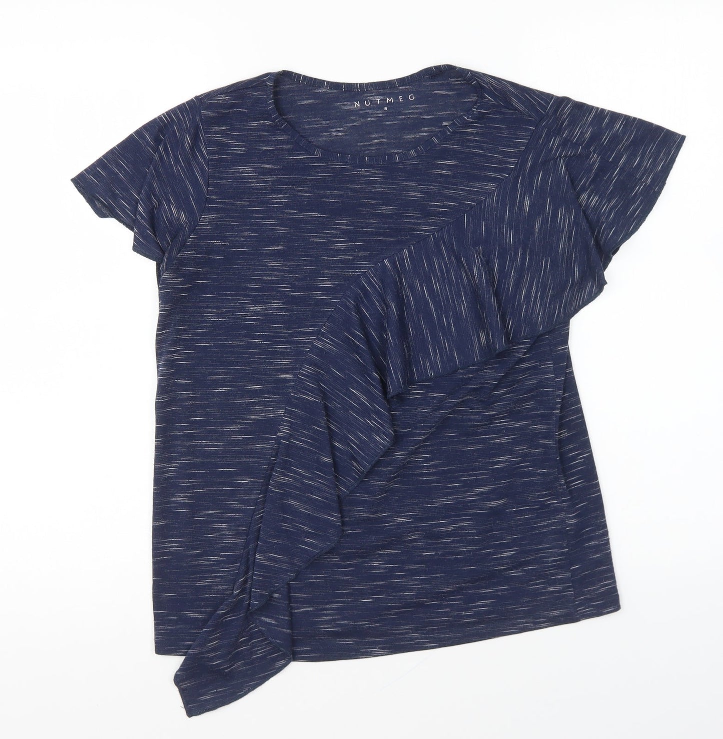 Nutmeg Womens Blue Polyester Basic T-Shirt Size 8 Round Neck