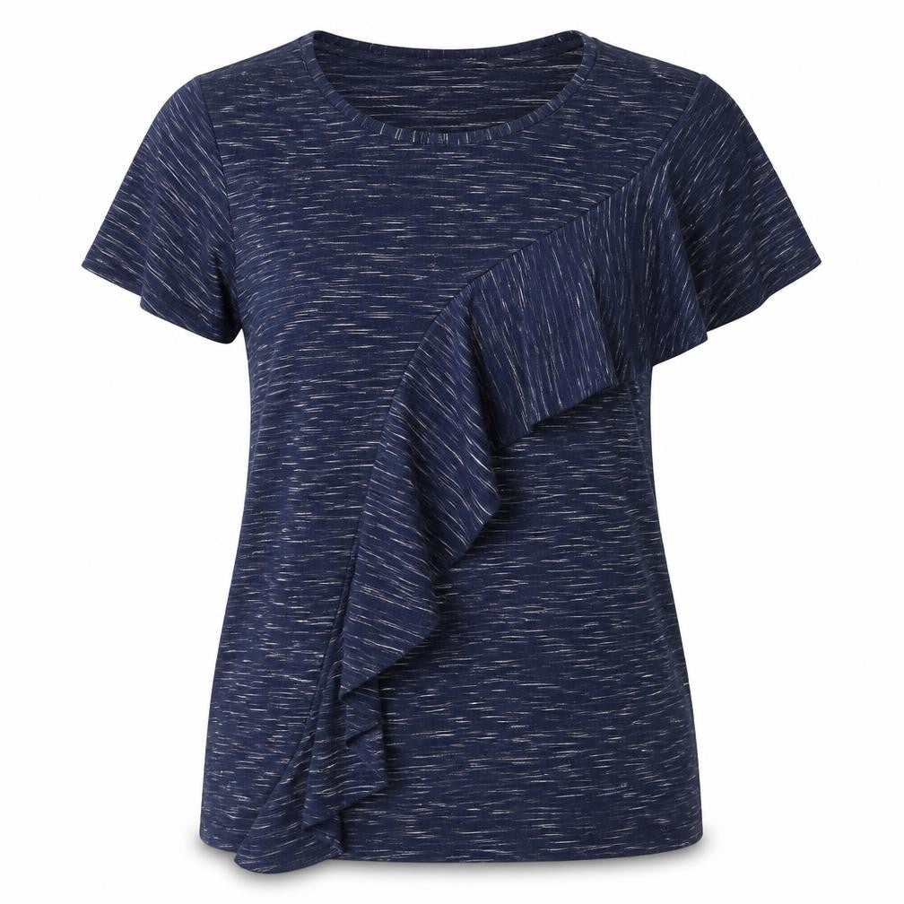 Nutmeg Womens Blue Polyester Basic T-Shirt Size 8 Round Neck