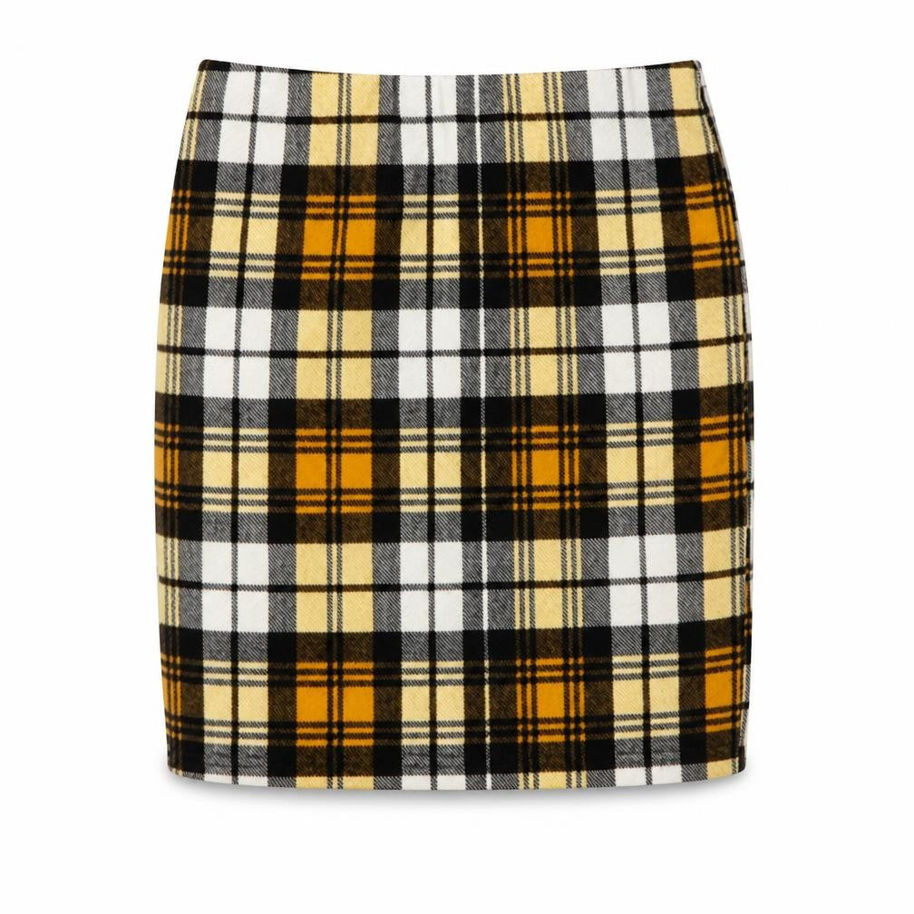 PRETTYLITTLETHING Womens Yellow Plaid Polyester Straight & Pencil Skirt Size 6