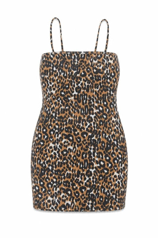 Daisy Street Womens Brown Animal Print Polyester Mini Size 14 Square Neck Pullover