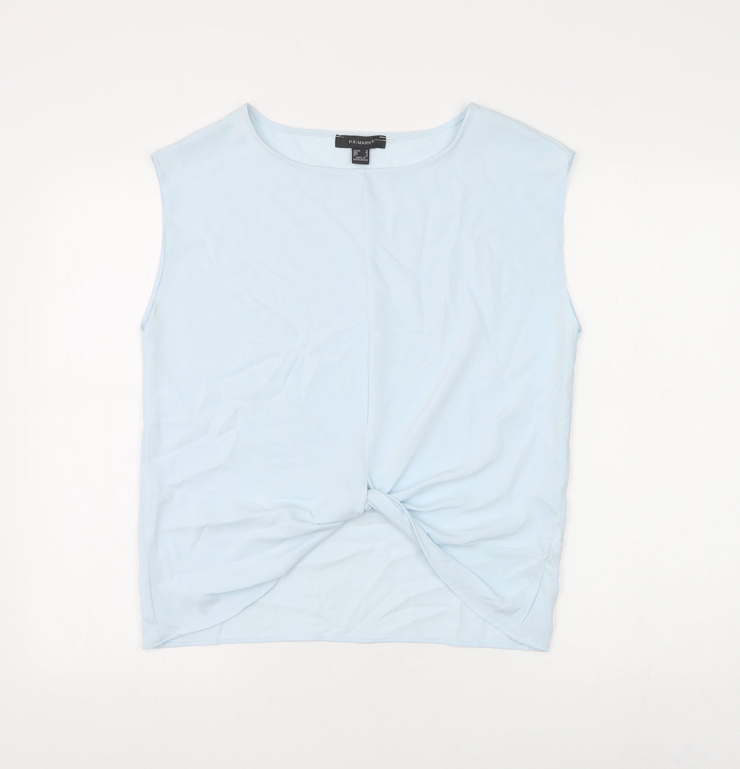 Primark Womens Blue Polyester Basic Blouse Size 10 Round Neck - Knot Front