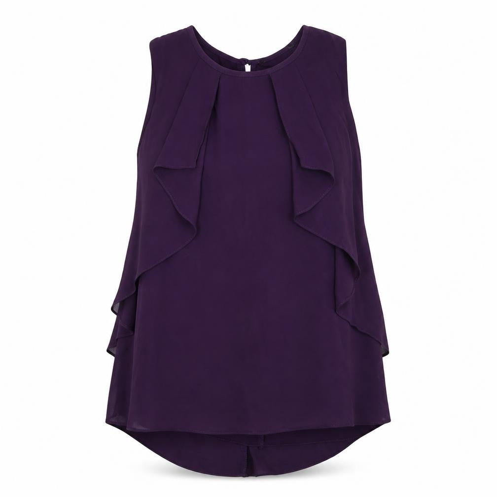 Dunnes Stores Womens Purple Polyester Basic Blouse Size 12 Round Neck