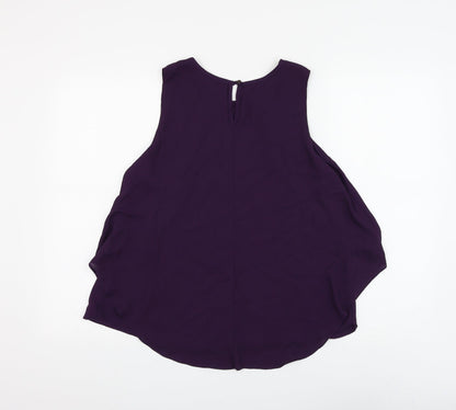 Dunnes Womens Purple Polyester Basic Blouse Size 12 Round Neck
