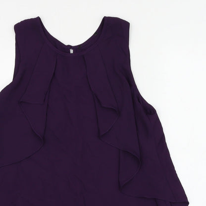 Dunnes Womens Purple Polyester Basic Blouse Size 12 Round Neck