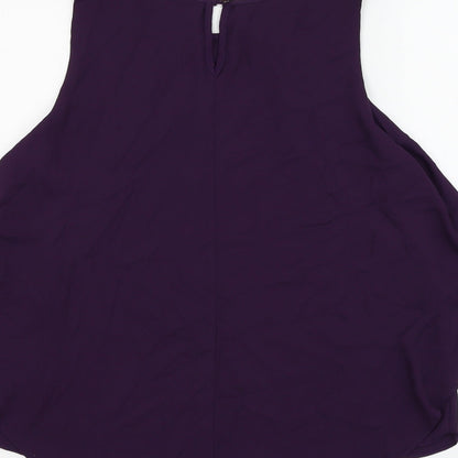 Dunnes Womens Purple Polyester Basic Blouse Size 12 Round Neck