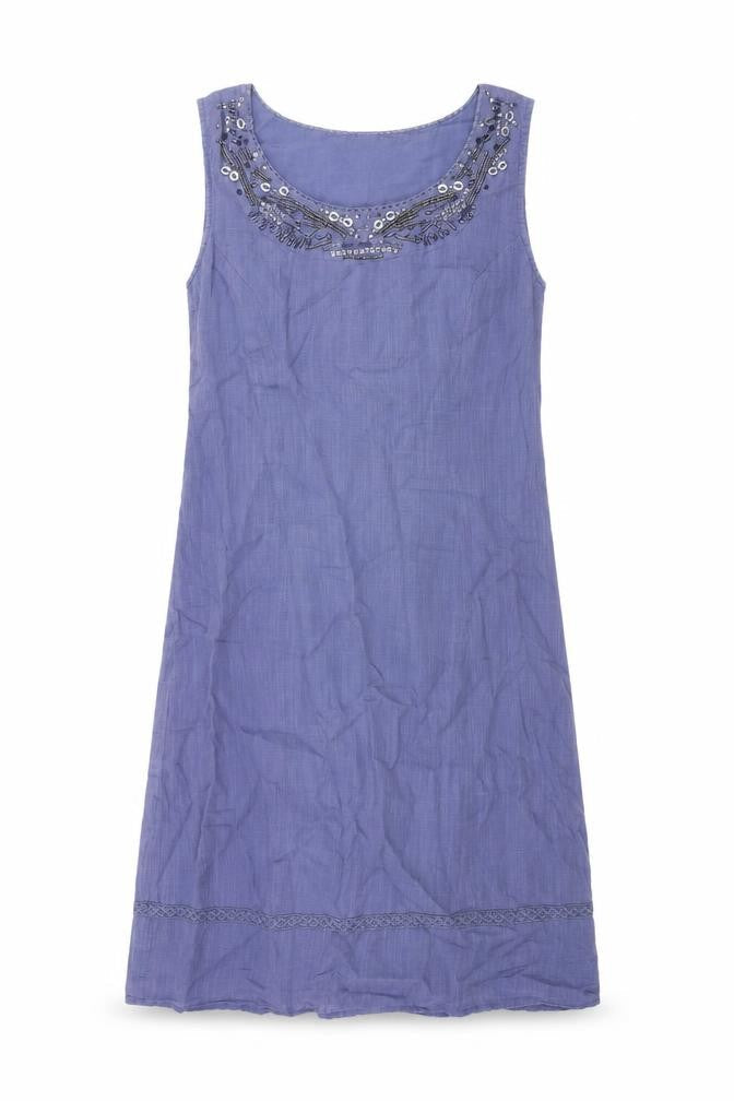 Preworn Womens Blue Polyester A-Line Size 10 Round Neck Zip