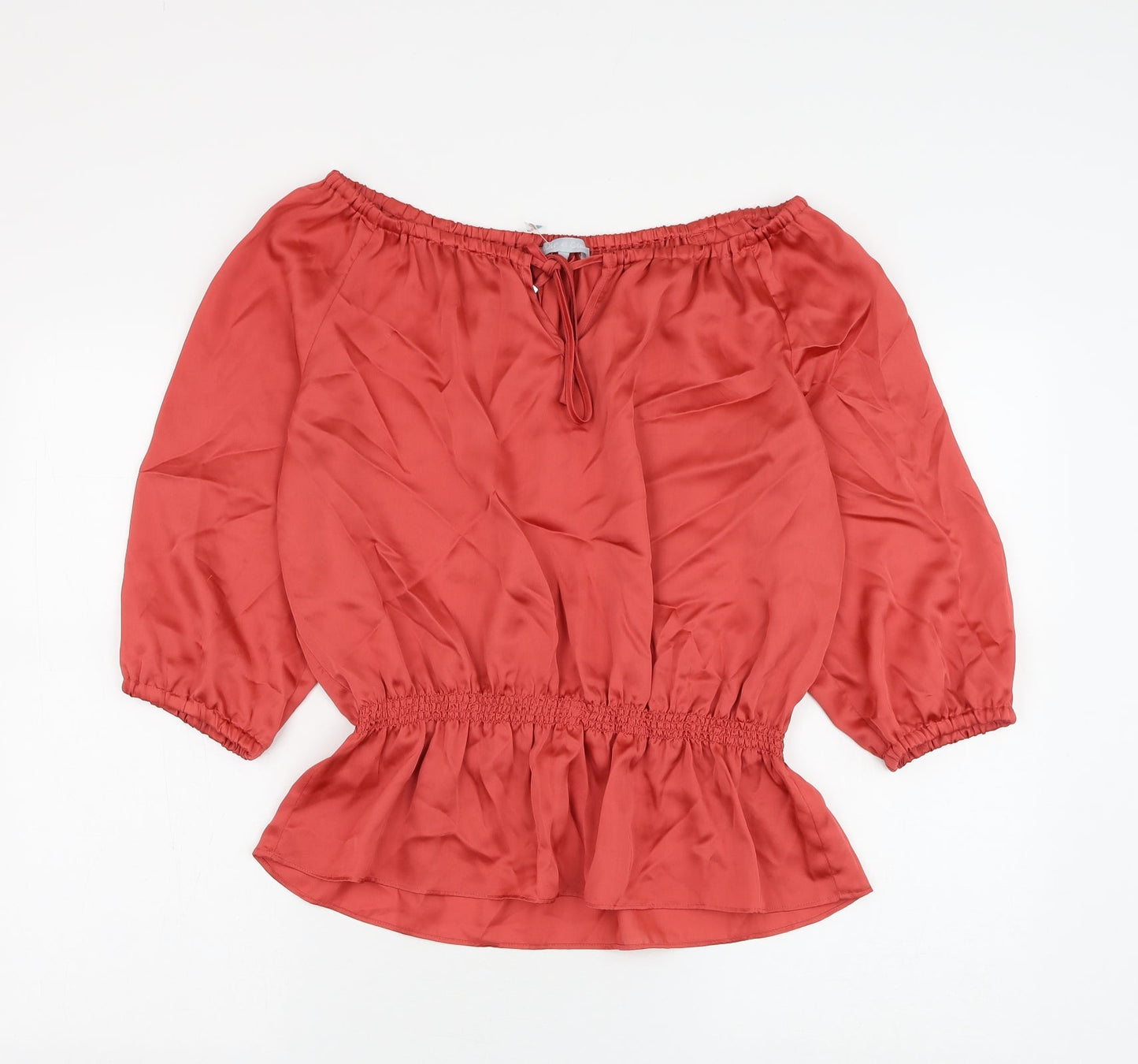 Violet & Claire Womens Red Polyester Basic Blouse Size M Boat Neck