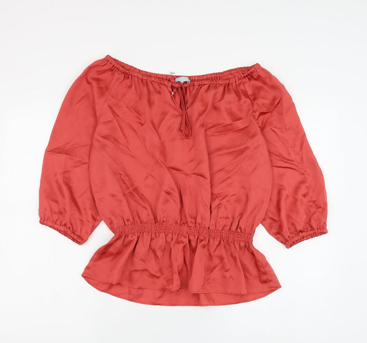 Violet & Claire Womens Red Polyester Basic Blouse Size M Boat Neck