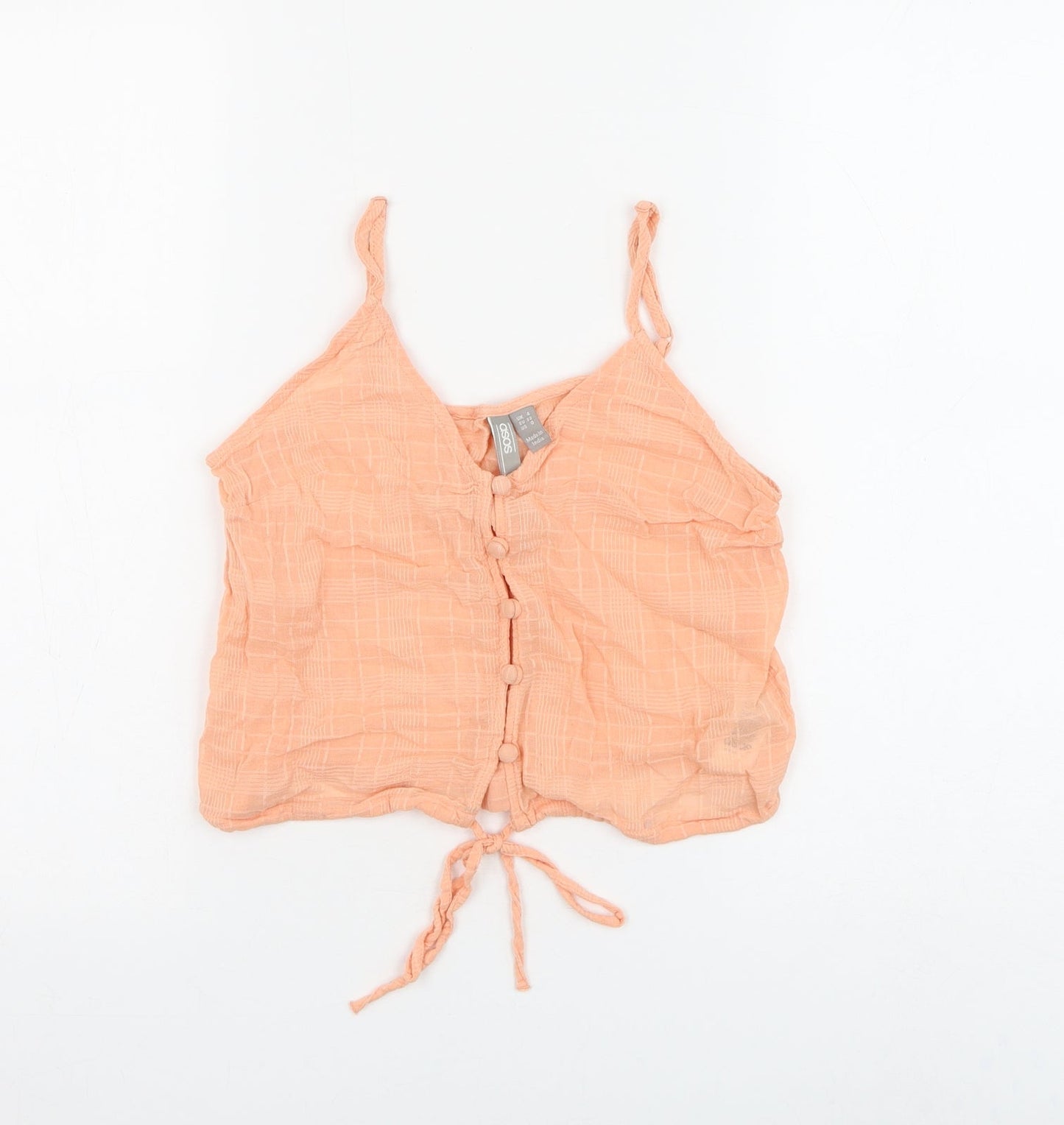 ASOS Womens Pink Cotton Cropped Tank Size 4 V-Neck - Tie Front