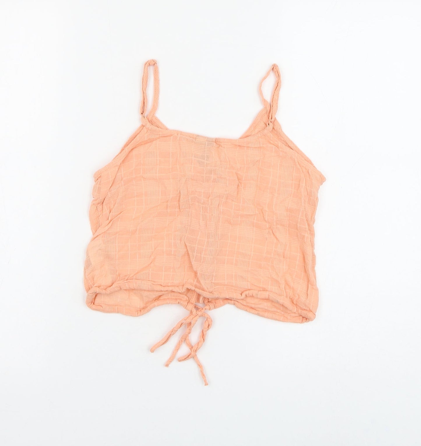 ASOS Womens Pink Cotton Cropped Tank Size 4 V-Neck - Tie Front