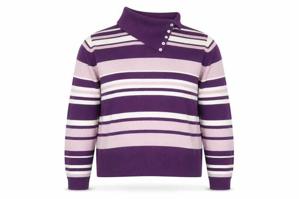 Berkertex Womens Pink Roll Neck Striped Acrylic Pullover Jumper Size 14