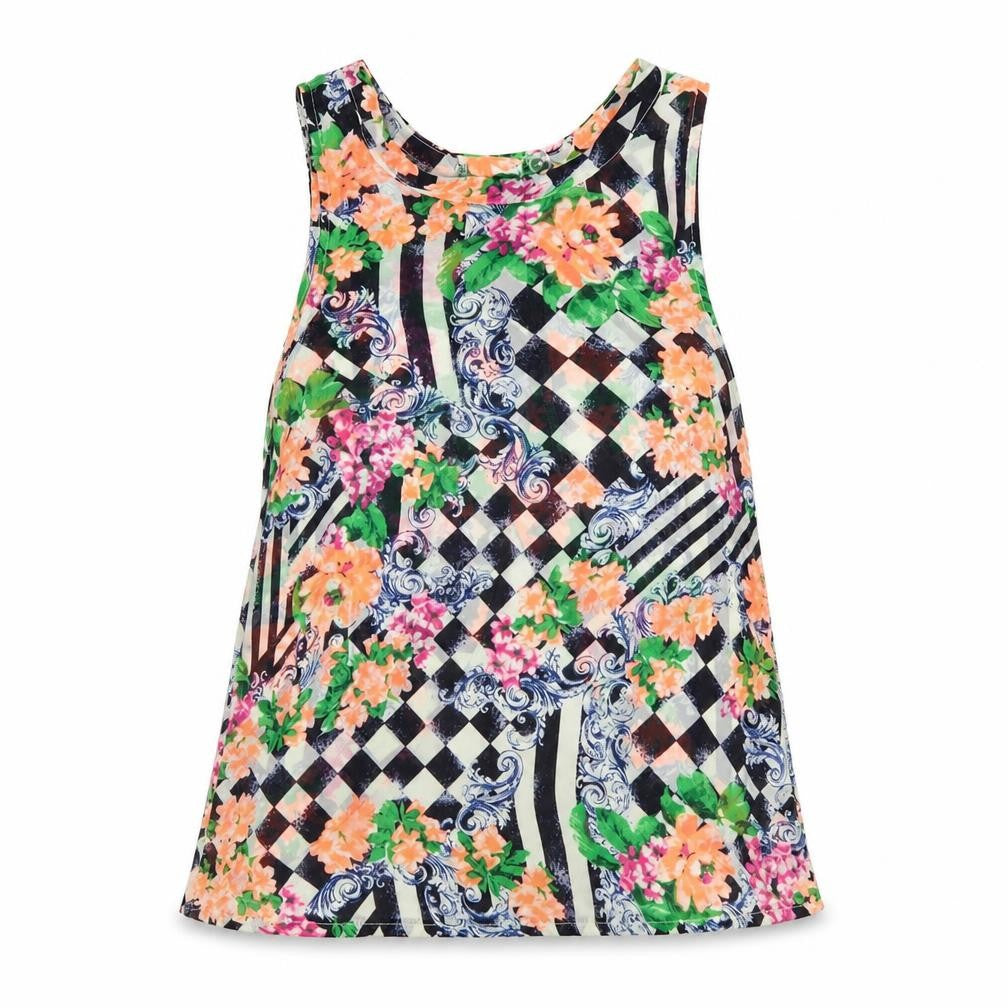 Glamorous Womens Multicoloured Geometric Polyester Basic Tank Size S Round Neck