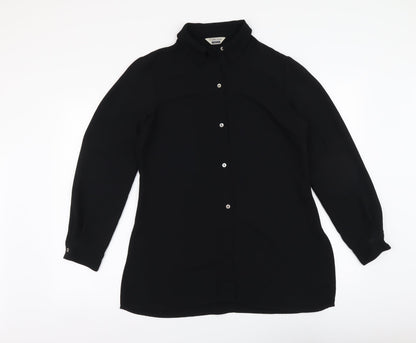 Debenhams Womens Black Polyester Basic Button-Up Size 12 Collared
