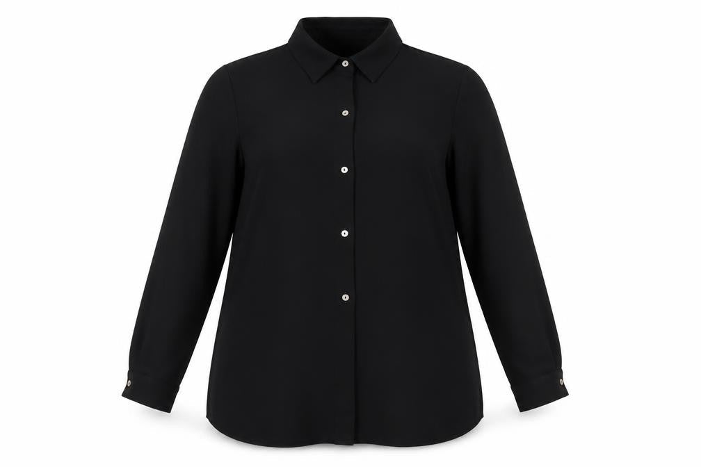 Debenhams Womens Black Polyester Basic Button-Up Size 12 Collared
