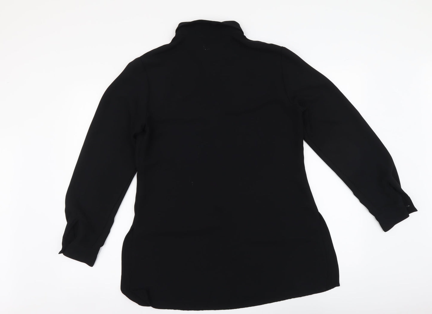 Debenhams Womens Black Polyester Basic Button-Up Size 12 Collared
