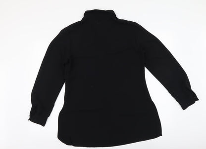Debenhams Womens Black Polyester Basic Button-Up Size 12 Collared