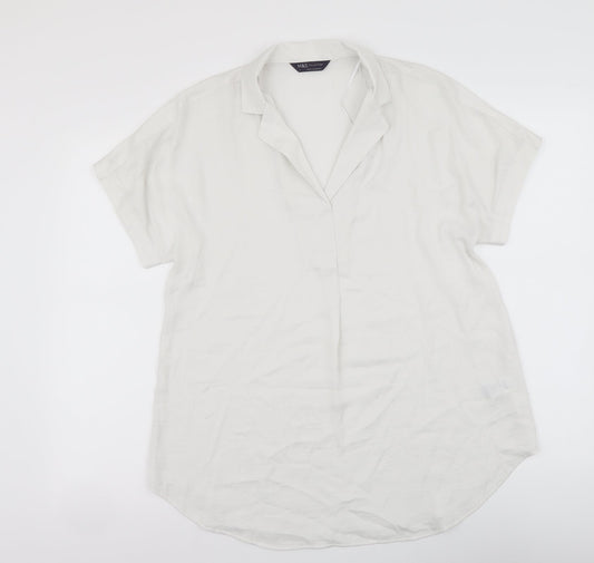 Marks and Spencer Womens Ivory Polyester Basic Blouse Size 8 Collared