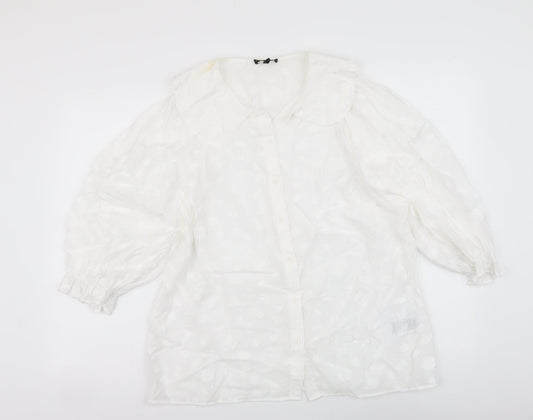 Phase Eight Womens White Viscose Basic Button-Up Size 16 Collared