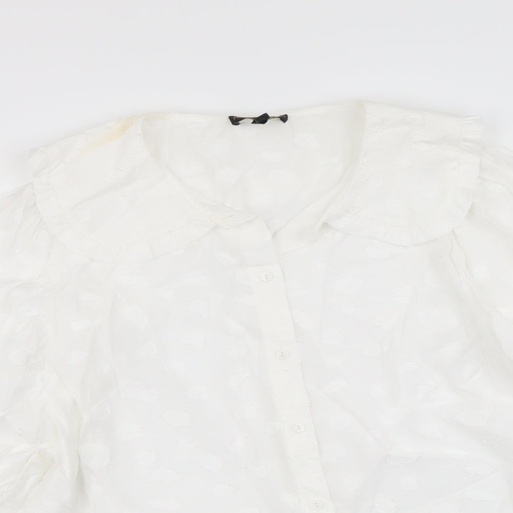 Phase Eight Womens White Viscose Basic Button-Up Size 16 Collared