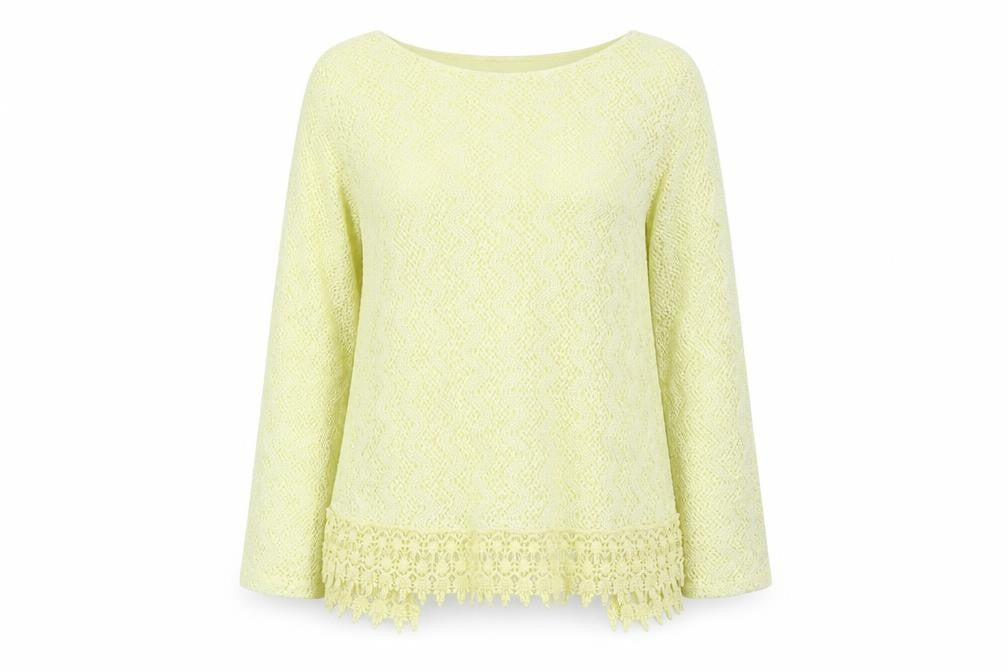 Micky Womens Yellow Polyester Basic Blouse Size M Round Neck - Open Back